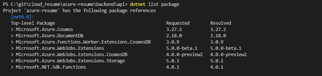 3 dotnet listPackage